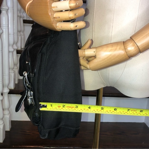 WRALPH LAUREN Black Leather /Canvas Top Handle Briefcase Crossbody Shoulder Bag - Picture 17 of 17